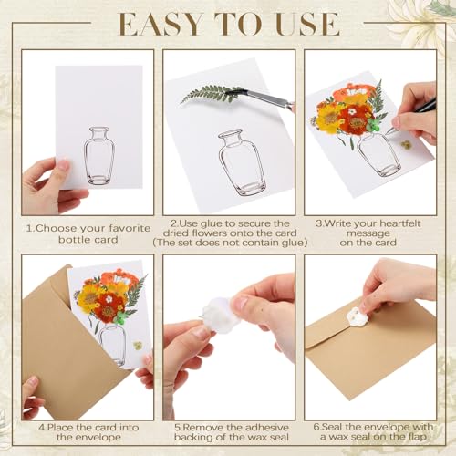 Dunzoom 30 Set DIY Wedding Greeting Cards with Envelopes Wedding Thank You Dried Flowers Pressed Flower Cards Handmade Car...