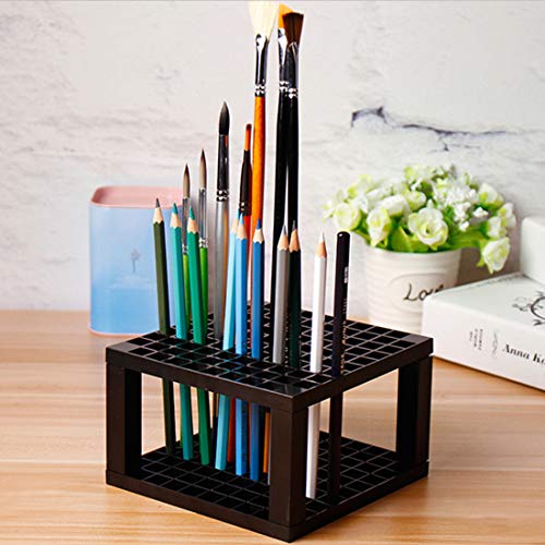 Foraineam 4-Pack 96 Holes Pencil & Brush Holder - Plastic Desk Organizer Stand Holder for Pencils, Pens, Paint Brushes, Mo...
