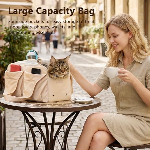 Dog Purse Carrier for Small Dogs, Soft Dog Tote Bag Carrier with 4 Large Pockets, No Collapse, Lightweight, Smart Zipper L...