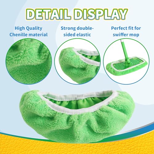 AmaVins Reusable 100% Coral Fleece Mop Pads Compatible with Swiffer Sweeper, 3 Pack Wet and Dry Flat mop Cover, Washable W...