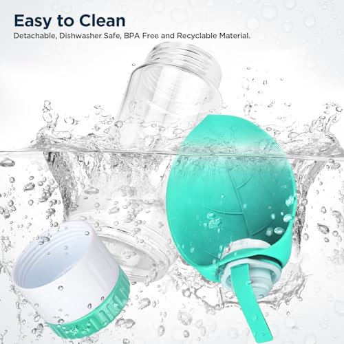 Uppetly Dog Water Bottle, Pet Water Bottle with Food Container and Drinking Feeder, Leak Proof, BPA-Free, Portable Foldabl...