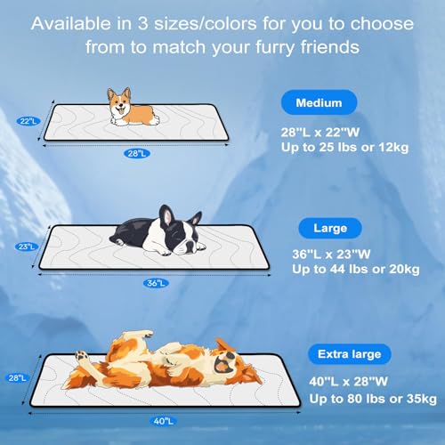 Cozyide Dog Cooling Mat, Large Cooling Mat for Dogs, Reversible Pad for Pet, 36" L x 23" W,Blue