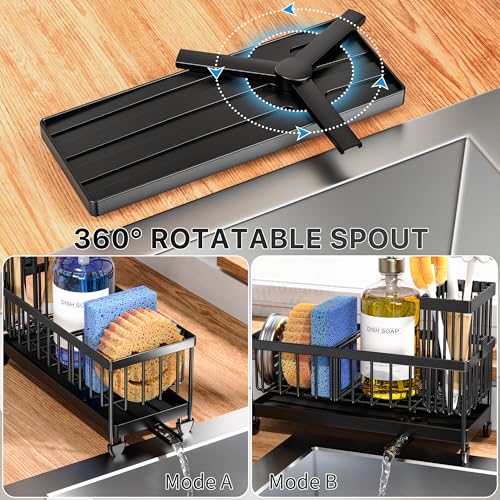 Cisily Sponge Holder for Kitchen Sink, Sink Caddy Organizer with High Brush Holder, Kitchen Countertop Organizers and Stor...