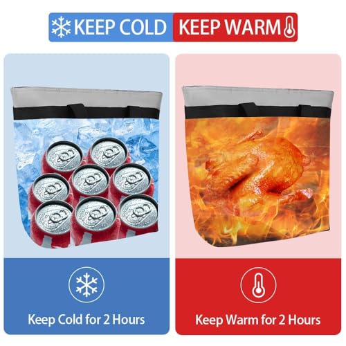 CIVJET Insulated Reusable Tote Bag for Grocery Shopping for Women/Men, Pizza/Food Delivery Bag to Keep Food Cold/Hot for U...