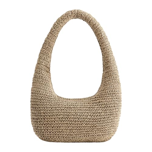 Straw Beach Bag for Women, Summer Tote Bag for Vacation, Hobo Shoulder Bag for Beach Wedding Travel