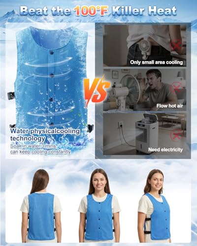 PANGTIKU Cooling Ice Vest for Men Women - Adjustable Evaporative Cool Vest for Gardening Cycling Hiking Construction Work
