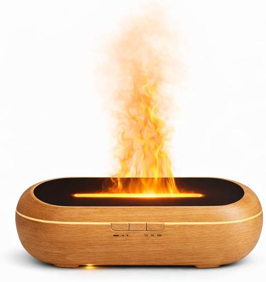 AquaAura Flame Diffuser – Flame Effect Essential Oil Diffuser & Humidifier, 160ml Aromatherapy Diffuser with 7 LED Colors,...