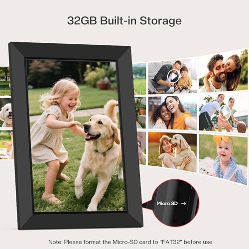 Frameo 10.1 Inch WiFi Digital Picture Frame, Smart Cloud Electronic Photo Frame with HD IPS Touch Screen Slideshow 32GB Me...