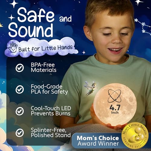 Mind-Glowing Moon Lamp - 3D Moon Night Light for Kids Bedroom - Globe Nightlight with Multi Color LED, Touch/Remote Contro...