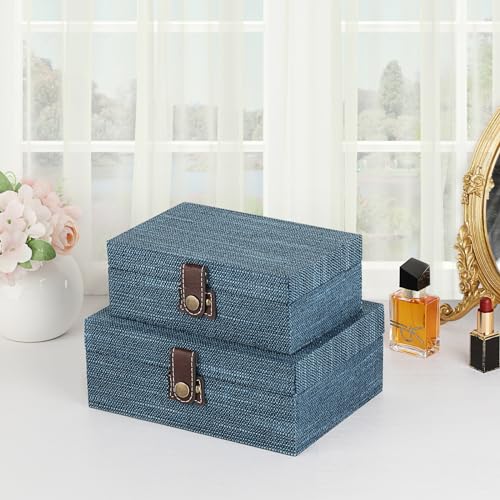 Hipiwe Treasure Chest Box - Wooden Decorative Trinket Jewelry Box with Clasp Memento Case Box Rectangular Keepsake Jewelry...