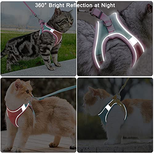 JSXD Cat Harness,Leash and Collar Set,Escape Proof Kitten Vest Harness for Walking,Easy Control Night Safe Pet Harness wit...