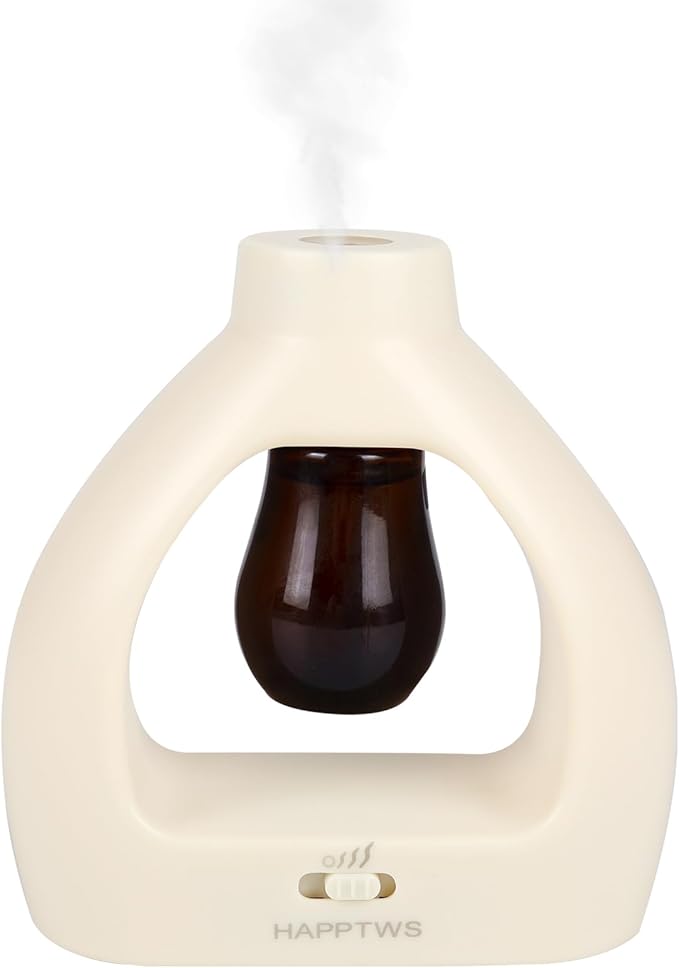 HAPPTWS Waterless Essentil Oil Diffuser Set - Cordless Diffuser 3 Timer Settings Battery Operated for Bedroom Yoga Studio ...