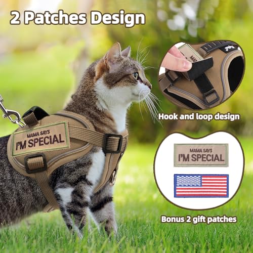 PUPTECK Tactical Cat Harness and Leash Set Escape Proof, Adjustable Reflective Kitten Jacket Easy Control, Pet Vest Harnes...