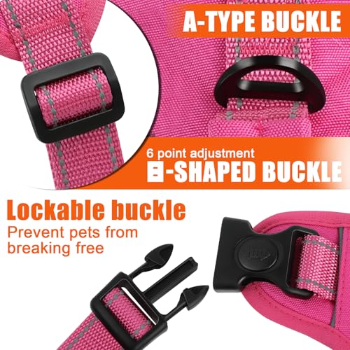 Escape Proof Dog Harness for Large Medium Sized Dogs Six Point Adjustable, Service Dog Vest Harness and Leash Set, No Pull...