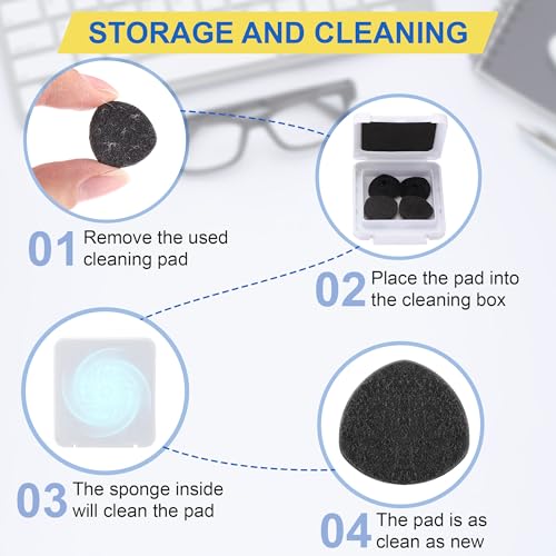 Enhon 4 Pcs Replacement Cleaner Pads Compatible with CarbonKlean Eyeglass Cleaner, Eye Glasses Cleaning Brush Pad Tool, fo...