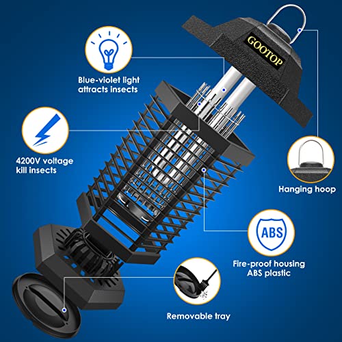 GOOTOP Bug Zapper Outdoor, Mosquito Zapper, 3 Prong Plug in Electric Fly Zapper, Mosquito Killer, Fly Traps, Flying Insect...