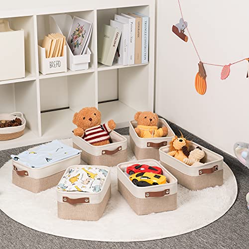HNZIGE Small Fabric Baskets for Organizing(6 pack) Collapsible Storage Baskets for Shelves, Closets, Laundry, Nursery, Dec...