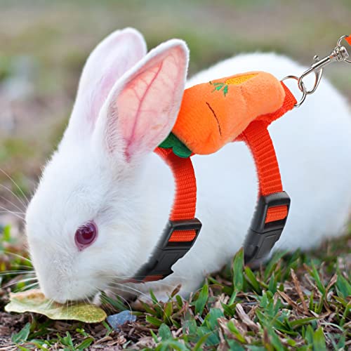 Tondiamo 4 Sets Adjustable Bunny Rabbit Harness and Leash Set Small Pet Cute Vest Harness Leash with Decoration for Bunny ...