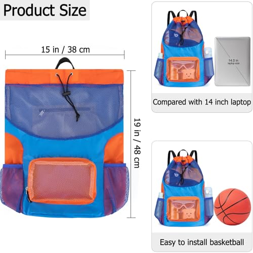 Veious Swim Bag for Kids Mesh Beach Backpack for Boys Lightweight Drawstring Beach Bag Swimming Pool Sports Gym String Bag...