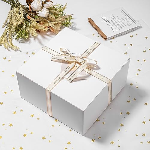 Mcfleet Gift Boxes with Lids 10x10x5 Inches 10 Pack Bridesmaid Proposal White Cardboard Gift Box for Presents, Christmas, ...