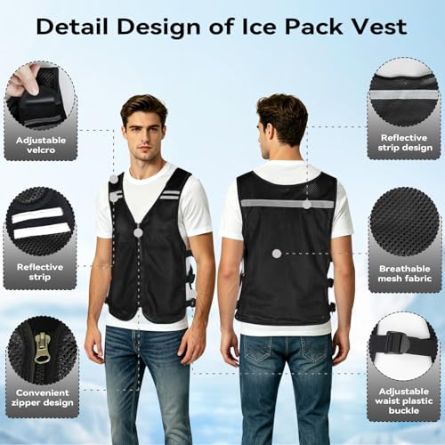 KkaFFe Cooling Vest for Hot Weather, Adjustable Cooling Jacket Safety Vest/Running Lightweight Vest/Reflective Vest/Ice Vest
