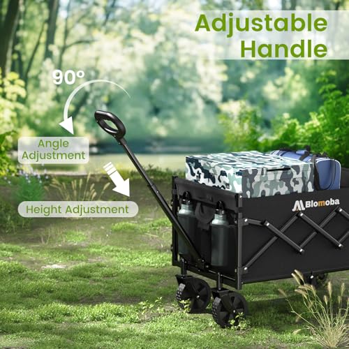 Collapsible Wagon with Wheels, 220 lbs Wagons Carts Foldable Wagon Cart with Flexible Handle, Lightweight Portable Folding...