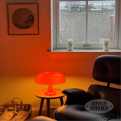 Lotus Atelier Orange Mushroom Lamp for Room Aesthetic Modern Lighting for Bedroom | Cool Retro Living Room Decor (Orange)