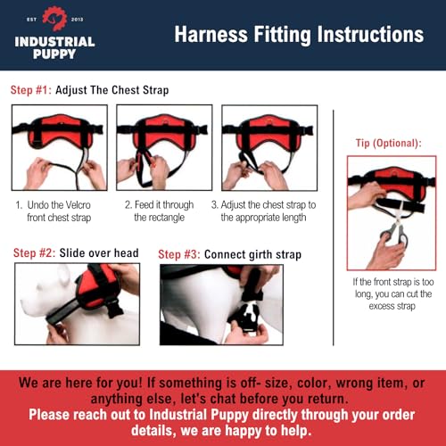 Industrial Puppy Service Dog In Training Vest With Hook and Loop Straps and Handle - Harnesses In Sizes From XXS to XXL - ...