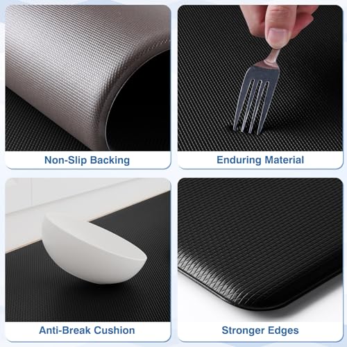 StepRite Kitchen Mats, 2PCS Kitchen Rugs, Cushioned Anti Fatigue Kitchen Mats for Floor, Non-Slip Standing Desk Mat, Water...