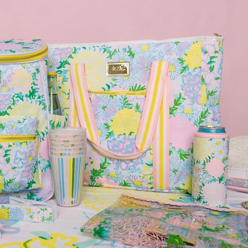 Lilly Pulitzer Beach and Picnic Cooler, Insulated Bag with Adjustable Shoulder Strap and Zipper, Large Soft Cooler