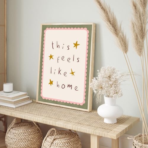 KAQNMY Minimalist Wall Art Poster Warm Healing and Cozy Home Decor Print Cute Family Sign Wall Art This Feels Like Home Pr...