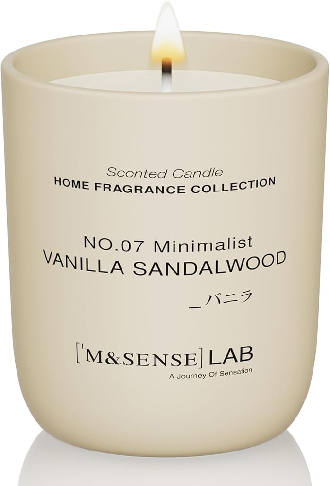 M&SENSE Natural Soy Candle| Vanilla Sandalwood | 5.3 oz | Mini Spring Scented Candles for Relaxation, Valentines Day Gift,...
