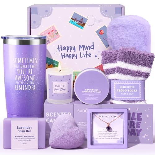 Gift Baskets for Women, 9pcs Unique Happy Birthday Gifts for Women, Best Mothers Day Christmas Gifts Get Well Soon Basket ...