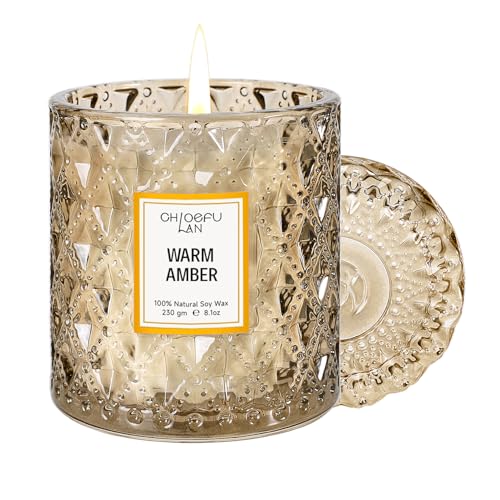 Chloefu LAN Amber Candles, Luxury Candle for Home Scented, Long Burning Time, Holiday Gifts, All Natural Soy Wax Decorativ...