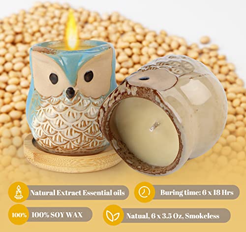 Kinforse Scented Candles Birthday Gifts for Women, Owl Gifts for Women, 6 Pack Novelty Owl Aromatherapy Candle Bulk Gift f...