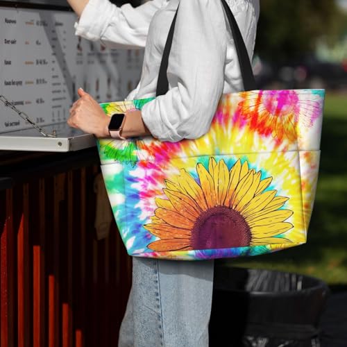 Rzhlyua Beach Bags for Women Large Waterproof Sandproof Swim Pool Bag with Dry Wet Seperated Pocket Utility Tote Bag