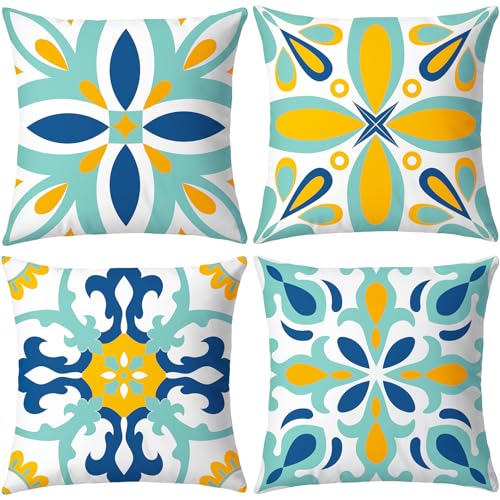 coclothy Outdoor Pillow Covers - 4 Pack Outdoor Pillow Covers 18x18 Waterproof PillowCovers for Patio Furniture Decorative...