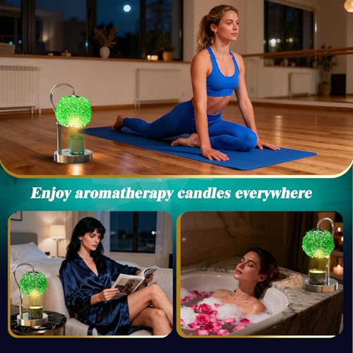 VXUNLIOR Luxury Candle Warmer Lamp with Timer & Dimmable Brightness, Crystal Gemstone Shade & Premium Base - Adjustable Wa...