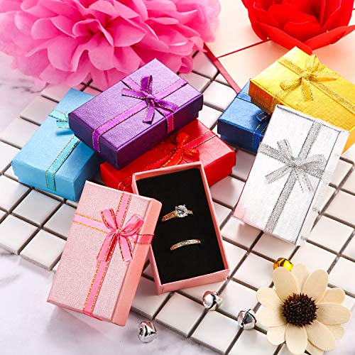 Pangda 12 Pieces Cardboard Ring Gift Box Jewelry Boxes Package Case for Necklace Earring Gift, Random Color