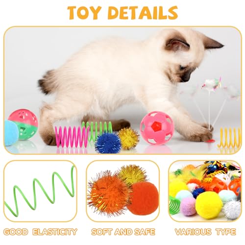 QUOZUO Cat Toys Kitten Toys Assortments, 32 Packs Interactive Cat Toy Variety Pack for Kitty, Cat Wand Toy, Cat Crinkle Ba...