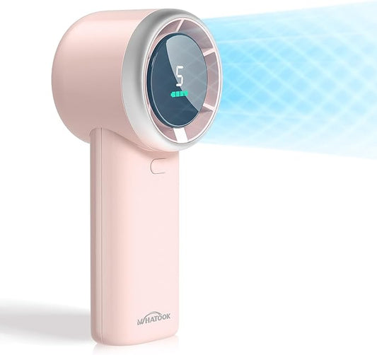 WHATOOK Portable Handheld Mini Fan: High Speed Cooling Fan, 10 Hours Battery Life, USB Rechargeable, Small Essentials for ...