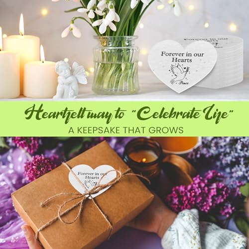 50 Plantable Seed Paper Funeral Favors for Guests - Handmade Seed Cards with Wildflower Seeds for Celebration of Life Even...