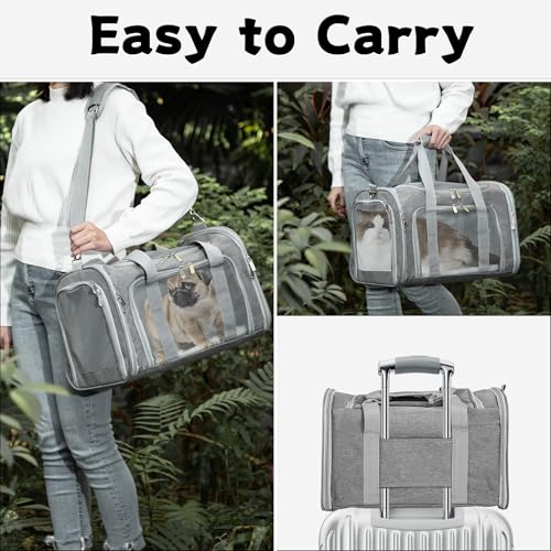 Soft-Sided Cat/Dog/Pet Carrier, Collapsible Pets Travel Carriers for Big Cats/Small Dogs with Shoulder Strap & Removable M...