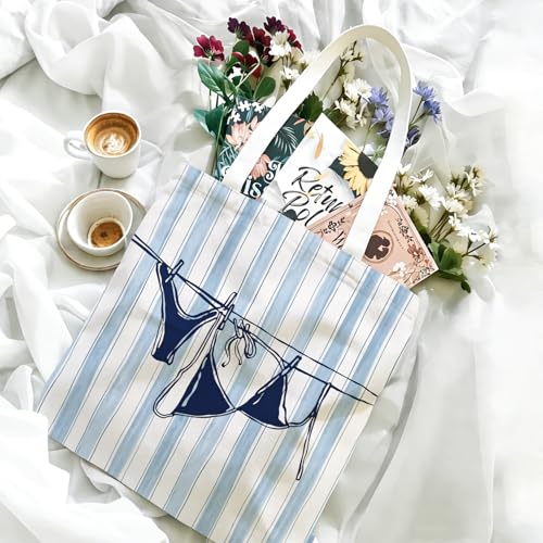 CFFJLHN Beachy Blue Coastal Tote Bag, Gifts for Women, Tote Bags for Women, Reusable Shopping Bags