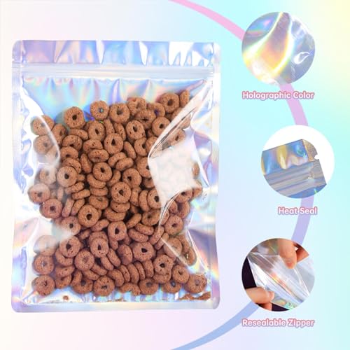 YHJZ Holographic Bags 100pcs Mylar Bags 3x4 inches Resealable Bag with Party Favor Bag Coffee Storage for Small Business