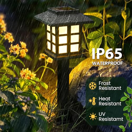 GIGALUMI Solar Outdoor Lights,12 Pack LED Solar Lights Outdoor Waterproof, Solar Walkway Lights Maintain 10 Hours of Light...