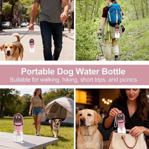 Dog Water Bottle with Food Container, Leak Proof Portable Pet Dispenser with Lock and Cleaning Brush,Dogs Stuff Water Bott...