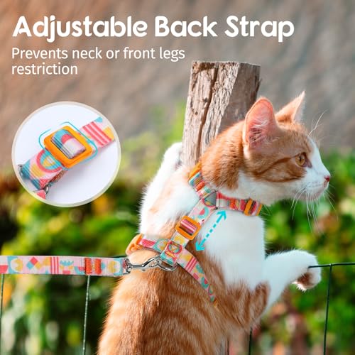 Dooradar Cat Harness and Leash, Escape Proof Adjustable Kitten Vest, Lightweight Soft Pet Straps, Easy Wearing for Small M...