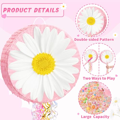 WERNNSAI Daisy Flower Piñata - Daisy Party Game Pink Flower Piñata for Girls Birthday Party Decorations Spring Party Favor...