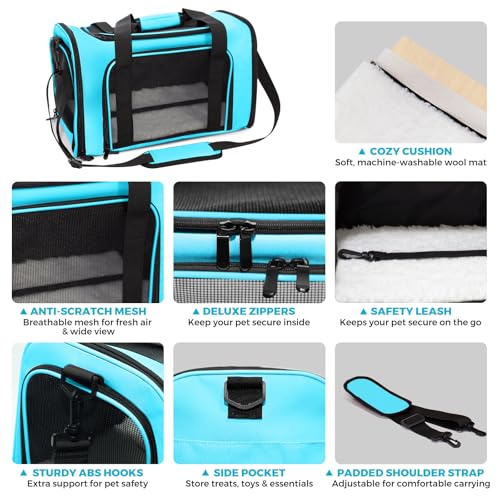 LOWIPARR Soft-Sided Cat Carrier Expandable Pet Carrier Airline Approved Mesh Travel Carrier Up to 15lbs for Cats Small Dog...